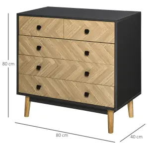 HOMCOM 5-Drawer Storage Cabinet Chest with Metal Handles Bedroom Living Room