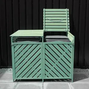 Wooden Double Wheelie Bin Storage - Green