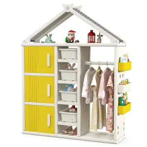 COSTWAY Kids Costume Storage Closet Children Dress Up Rack Clothing Wardrobe