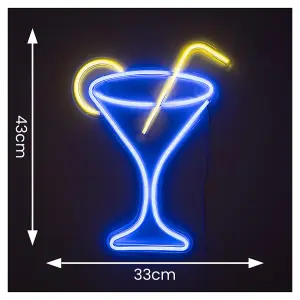 ValueLights Cocktail Glass Neon White Light Decoration