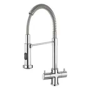 Franke Varzo Pull Out Mono Mixer Quarter Turn Twin Lever Chrome Kitchen Tap