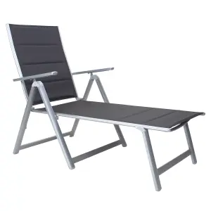 GardenCo Deluxe Padded Folding Sunlounger, Textoline Outdoor Reclining Weather Resistant Garden Furniture Sun Lounger Bed