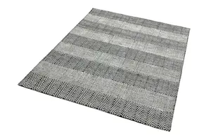 Grey Modern Geometric Graphics Handmade Easy to Clean Rug for Living Room and Bedroom-66 X 200cm (Runner)