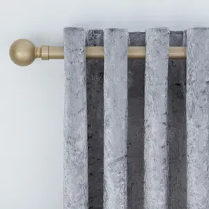 A.Unique Home Plain Round Ball Metal Extendable Curtain Pole with Rings and Fittings (25/28mm) - Matte Gold, 70cm - 120cm  Approx