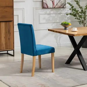 Maiolo Velvet Dining Chairs - Set of 2 - Blue