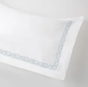 MEDITERRANEAN LINENS Cassis 100% Egyptian Cotton  Embroidered Oxford Pillowcases (pair) 400 Thread Count