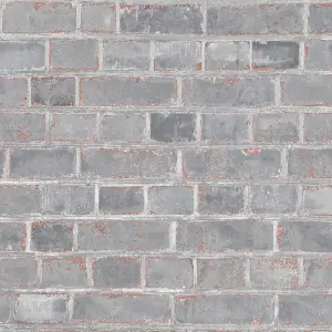 Muriva Grey Brick Brick effect Embossed Wallpaper