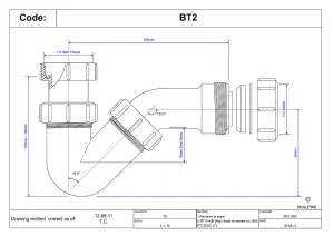 McAlpine BT2 19mm Water Seal Adjustable Inlet Tubular Swivel 'P' Trap with Multifit Outlet