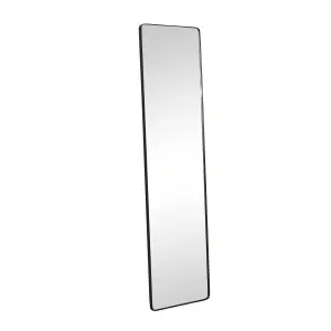 Melody Maison Tall Brushed Black Thin Framed Wall Mirror / Leaner Mirror 42cm x 156cm