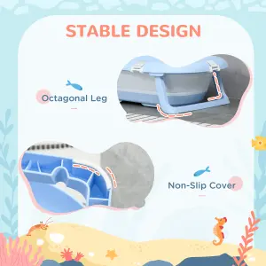 ZONEKIZ Foldable Baby Bathtub w/ Non-Slip Support Legs, Cushion Pad - Blue