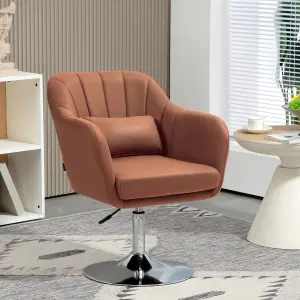 HOMCOM Stylish Retro Swivel Tub Chair Steel Frame Cushion Seat Dark Brown