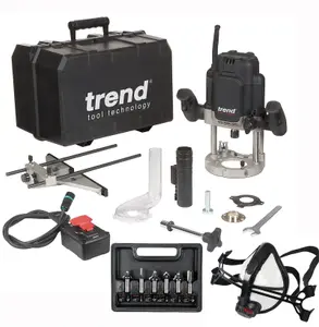 Trend T14EK 2300W Variable Speed Plunge Router 240V 6pc Cutter Set Stealth Mask