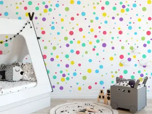 96 Multi Colour Polka Dot Wall Stickers