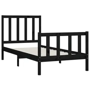 Berkfield Bed Frame Black Solid Wood 100x200 cm