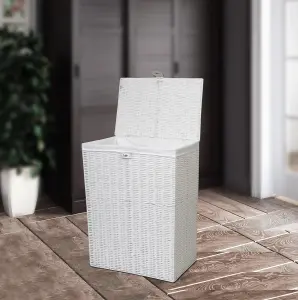 Laundry Basket Medium White Resin with Cloth Liner