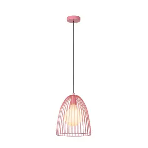 Lucide Macarons Retro Pendant Light 24.5cm- 1xE27 - Pink