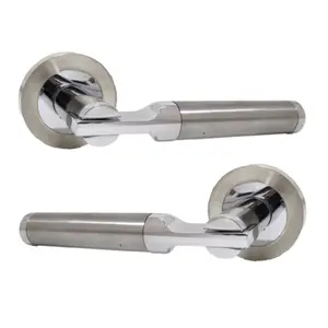 Electra Door Handles Latch Lever on Rose Duo - Chrome Satin 140mm