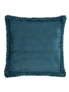 Catherine Lansfield Living Velvet And Faux Fur 55x55cm Cushion Teal