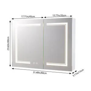 LED Illuminated Anti Fog Touch Sensor Mirror Cabinet 800x600 mm