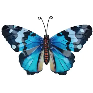 Medium Metal Blue Butterfly Wall Art Garden/Home Ornament 21.5 X 33.5CM