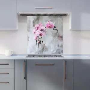 Pink Orchids Kitchen Splashback