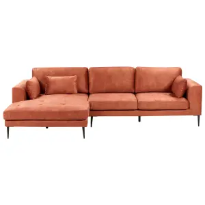 Corner Sofa FLAM Orange Velvet Right Hand