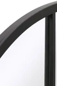 MirrorOutlet The Fenarc Black Metal Framed Arched Window Wall Garden Mirror 180CM X 90CM