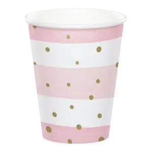 Creative Party Paper Baby Shower Disposable Cup (Pack of 8) White/Pink/Gold (One Size)