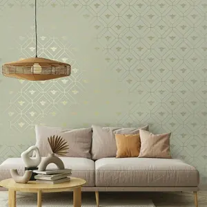 Holden Decor Honeycomb Bee Green Geometric and Insects Smooth Wallpaper