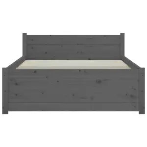 Berkfield Bed Frame Grey Solid Wood 75x190 cm Small Single