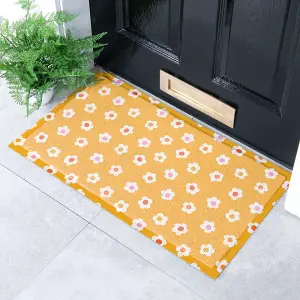 Orange Daisy Pattern Indoor & Outdoor Doormat - 70x40cm