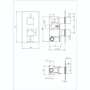 Venus Chrome Concealed Thermostatic Shower Valve With Square Controls & 1 Outlet