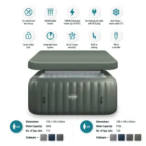 Wave Pacific, 6-Person Inflatable Hot Tub, Integrated Heater, Sage