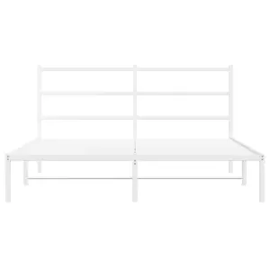 Berkfield Metal Bed Frame without Mattress with Headboard White 150x200cm