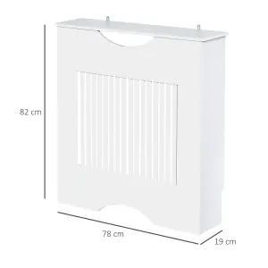 HOMCOM Modern Radiator Cover Heater Cabinet Slatted Worktop Painted MDF White