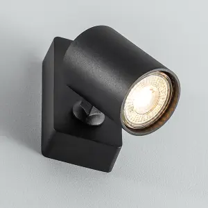 CGC NELL Black Round Indoor Ceiling Wall Spotlight With Adjustable Head