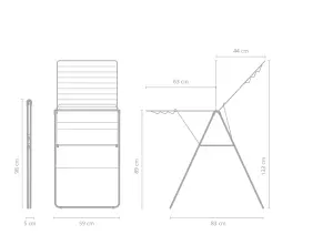 Brabantia Black Foldable Laundry Airer, 20m