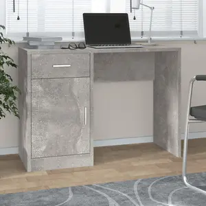 Berkfield Desk with Drawer&Cabinet Concrete Grey 100x40x73 cm Engineered Wood