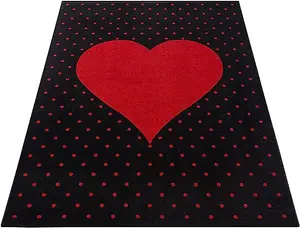 Red and Black Heart Kids Rug - Bambi