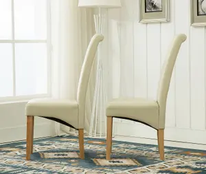 MCC Direct Deluxe High Back Leather Dining Chairs Cream