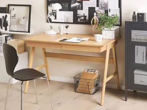 Home Office Desk with Storage Light Wood SHESLAY