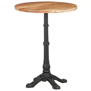 Gottschalk Round Solid Wood Top Metal Base Dining Table Brown