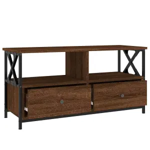 Berkfield TV Cabinet Brown Oak 90x33x45 cm Engineered Wood&Iron