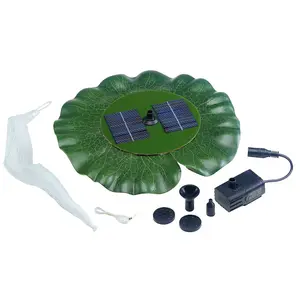 Solar Powered Floating Lily Fountain - Green Lilypad Style Modern Outdoor Garden Pond Water Feature with 3 Heads - 29cm Diameter