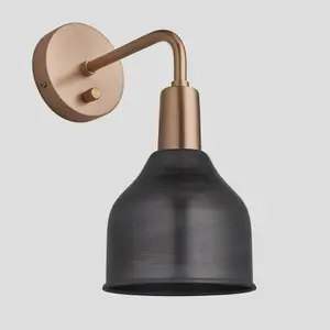 Industville Sleek Cone Wall Light, 7 Inch, Pewter, Copper Holder