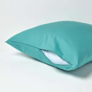 Homescapes Teal Continental Egyptian Cotton Pillowcase 200 TC, 80 x 80 cm