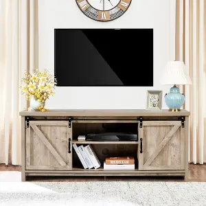 Costway Modern TV Cabinet for 60" Wooden Media Storage Shelves Stand W/ Cabinets