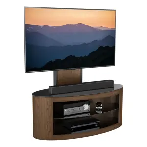 Affinity Buckingham 1m Oval TV Stand with Mount, for TVs 32-65" - Walnut