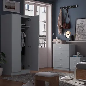 Wardrobe 2 Door Matt Grey Finish