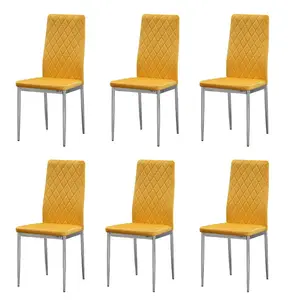 Knisely Velvet Upholstered Side Chair (Set of 6) Mustard